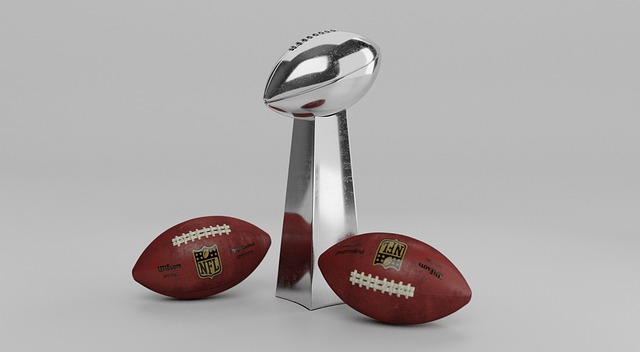 Super Bowl trofén med amerikanska fotbollar